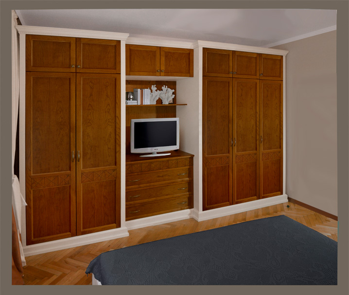 Гардероб лакиран МДФ масив череша класически модерен проект визия Wardrobe MDF cherry solid wood classic modern design