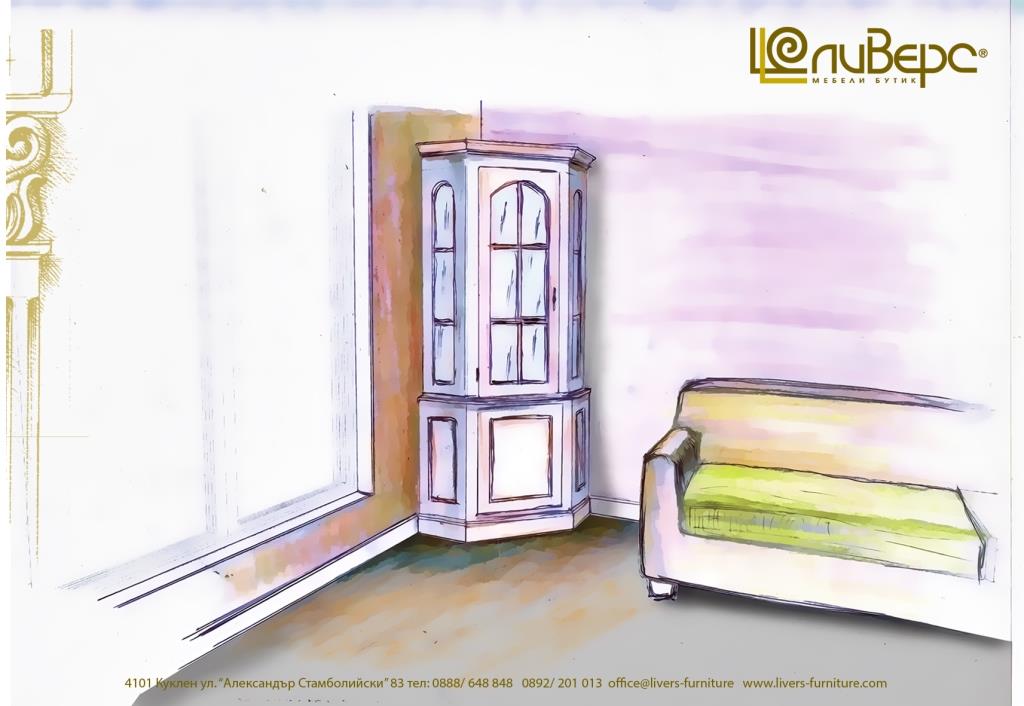 класическа бяла витрина декорации винтидж дърво проект визуализация classic white showcase decoration vintage wood project