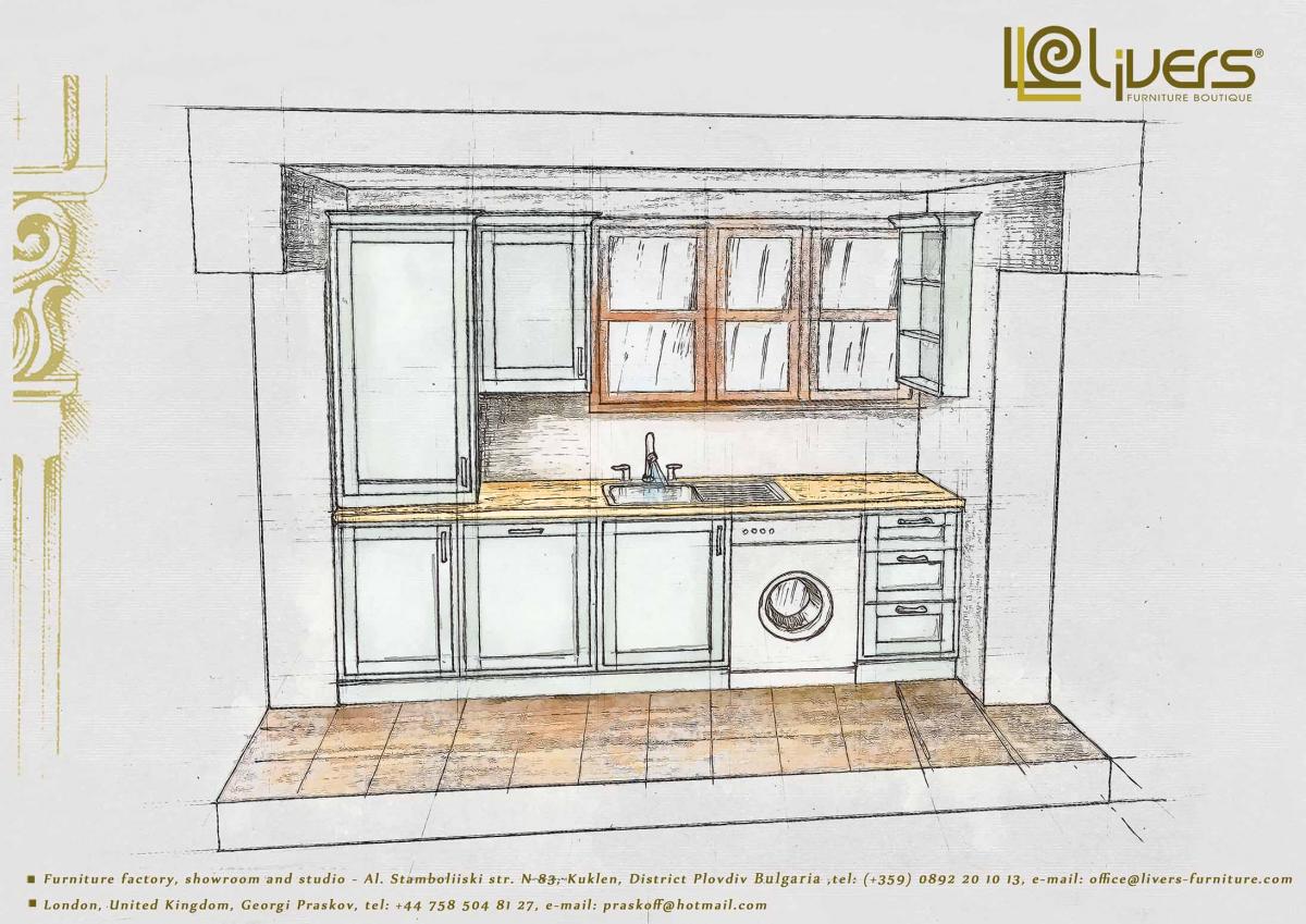 - класическа, успоредна, двуредова, функционална, английска, кухня, светло сиво, пастелно зелено, черни дръжки, дъб, фурнирован дъб, classical parallel, two lines, functional, english, kitchen, light gray, pastel green, black handles, oak veneered oak